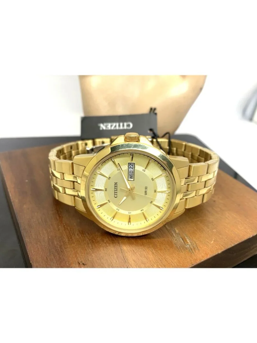 Citizen Men's Watch BF2013-56P Quartz Gold Dial Day Date 41mm Stainless Steel